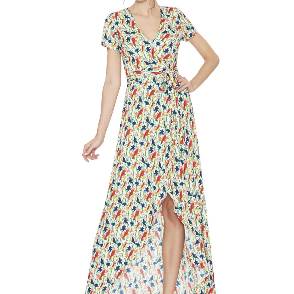 Alice + Olivia Adrianna Bird Mock- Wrap Dress